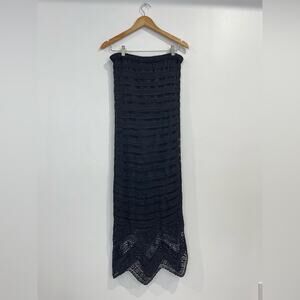 Chicos Design Black Crochet Stretchy Skirt 2 Medium Whimsigoth Festival Grunge